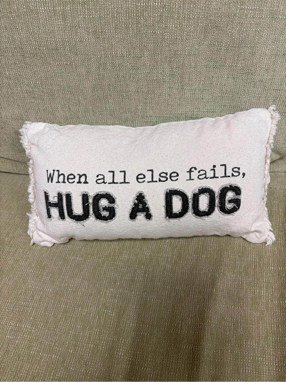 Hug A Dog Embroidered Decorative Pillow - White Black Home Decor